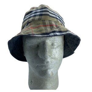 Vtg Plaid Bucket Hat Women Size Medium Multicolor Cotton Classic Reversible